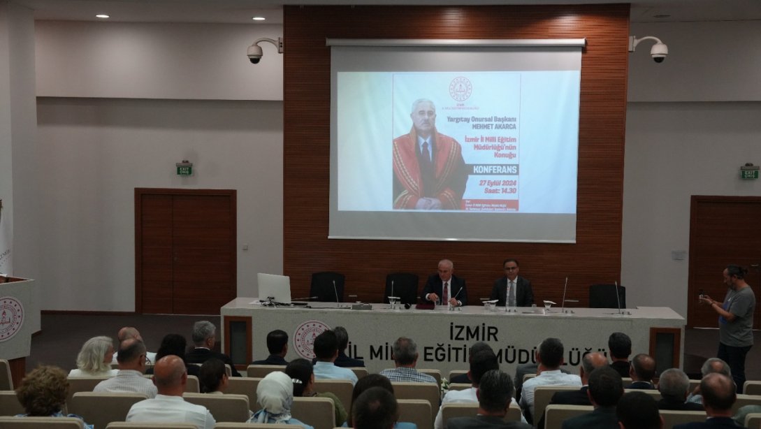 İzmir İl Milli Eğitim Müdürlüğü, Yargıtay Onursal Başkanı Mehmet Akarca'yı ağırladı