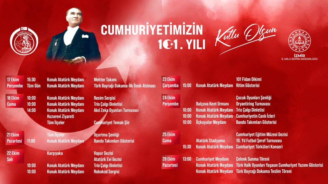 29 Ekim Cumhuriyet Bayramı Coşkuyla Kutlanacak